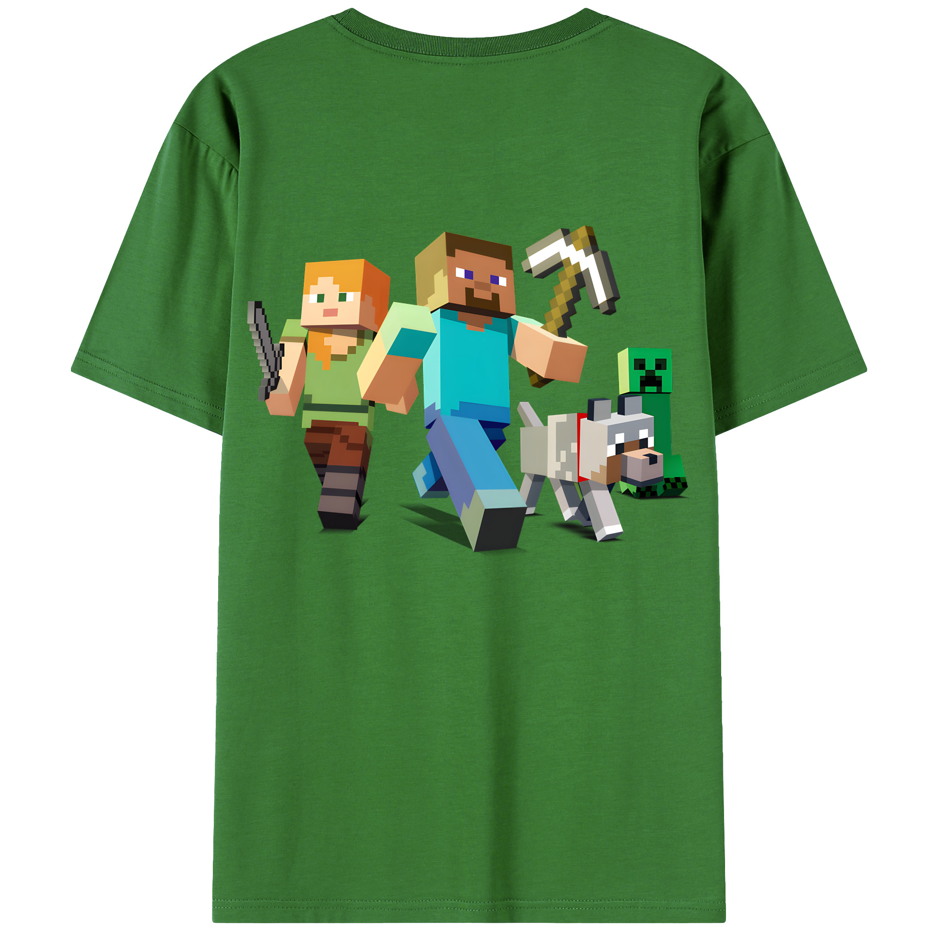 （画像用） マインクラフト ブロックの世界 Minecraft MC Block world レディース半袖Tシャツ(バックプリント)